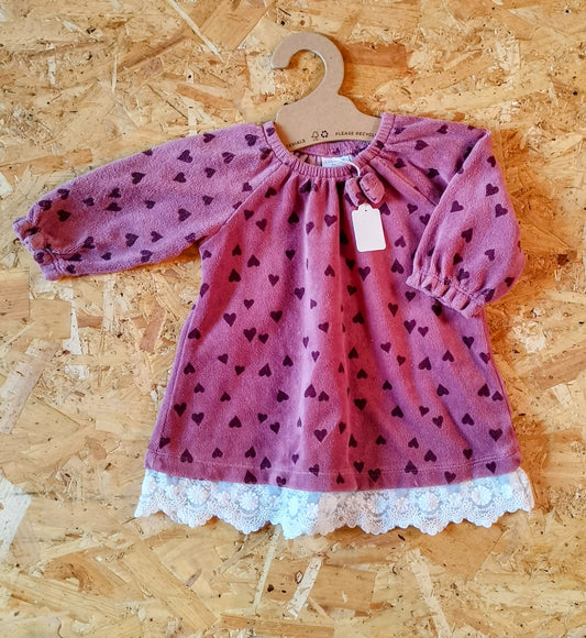 Lindex Velour Dress - Hearts (2-4m)